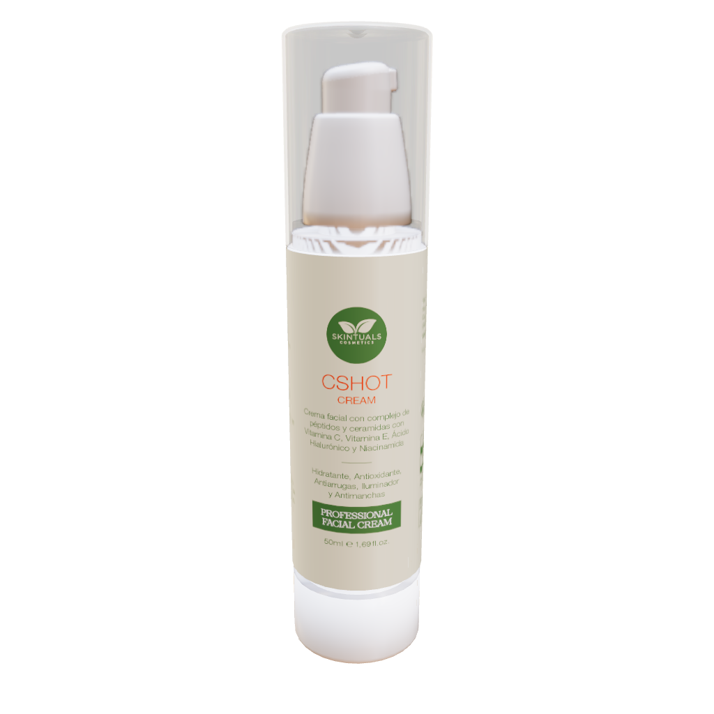 CSHOT CREAM - Crema Hidratante Facial con Complejo de Péptidos y Ceramidas, Vitamina C, E, Ácido Hialurónico, Niacinamida y Aloe Vera 50ml