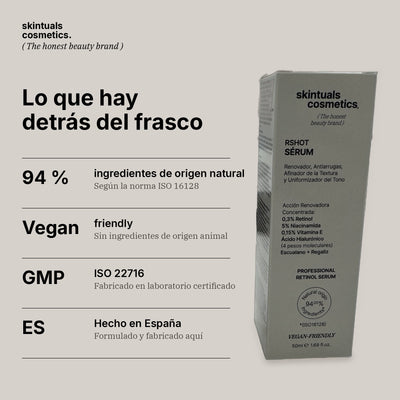 RSHOT SÉRUM – Sérum Facial de Noche con Retinol Puro 0,3 %, Niacinamida 5 % y Ácido Hialurónico 50 ml