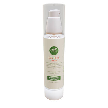 CSHOT CREAM - Crema Hidratante Facial con Complejo de Péptidos y Ceramidas, Vitamina C, E, Ácido Hialurónico, Niacinamida y Aloe Vera 50ml